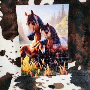 Horse Family Western Handmade Custom 120 Jigsaw Piece Puzzle